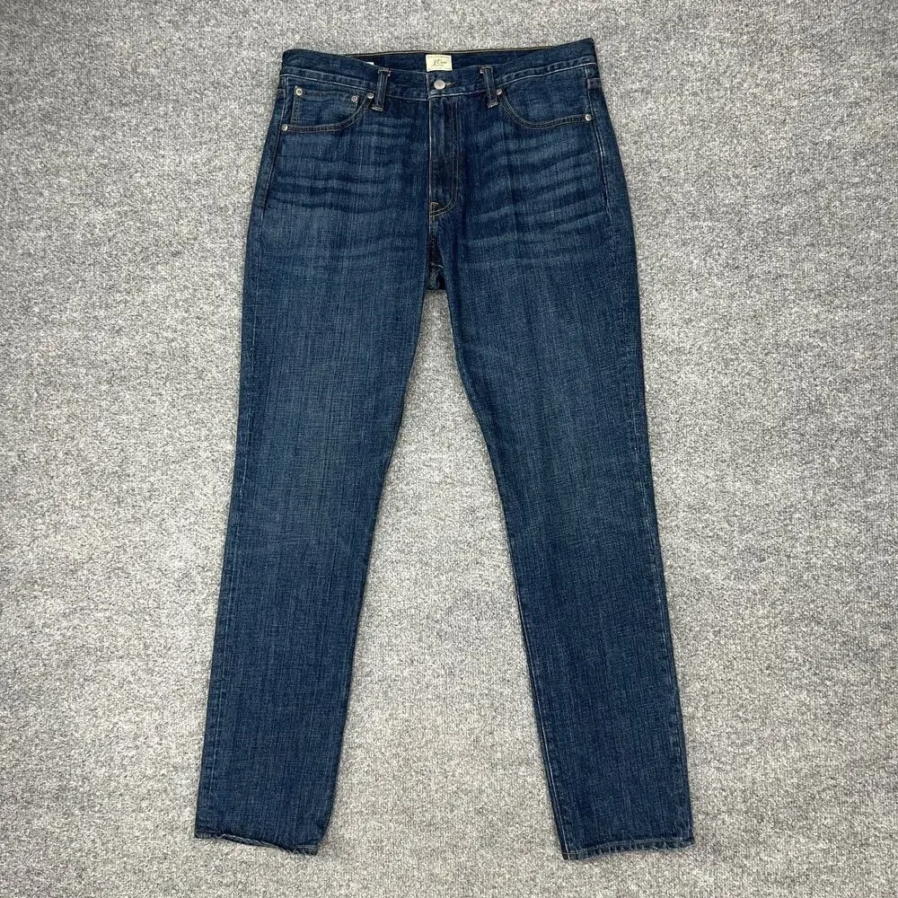 J Crew Jeans Mens 35 Blue Denim Tailored Fit Athletic Hip Tapered Leg Cotton